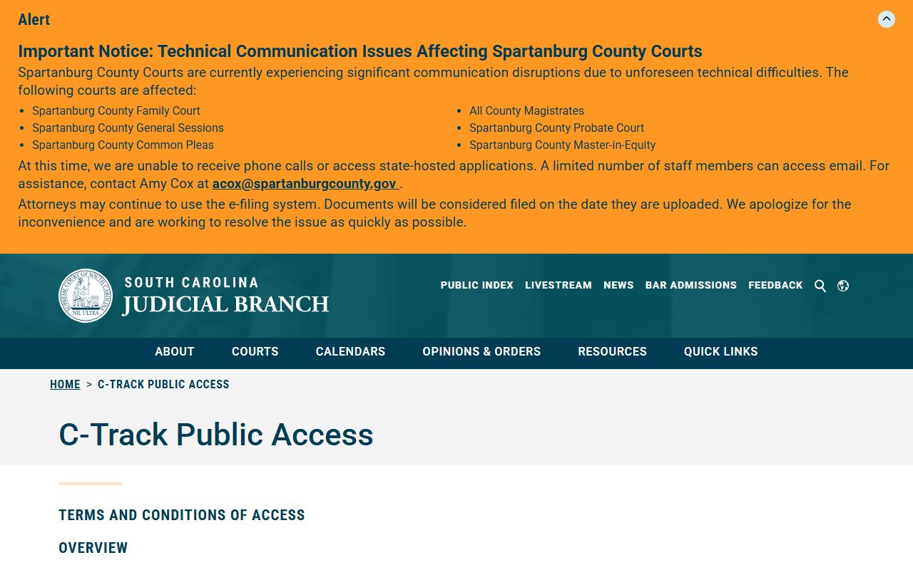 Bamberg County court records appellate C-Track access