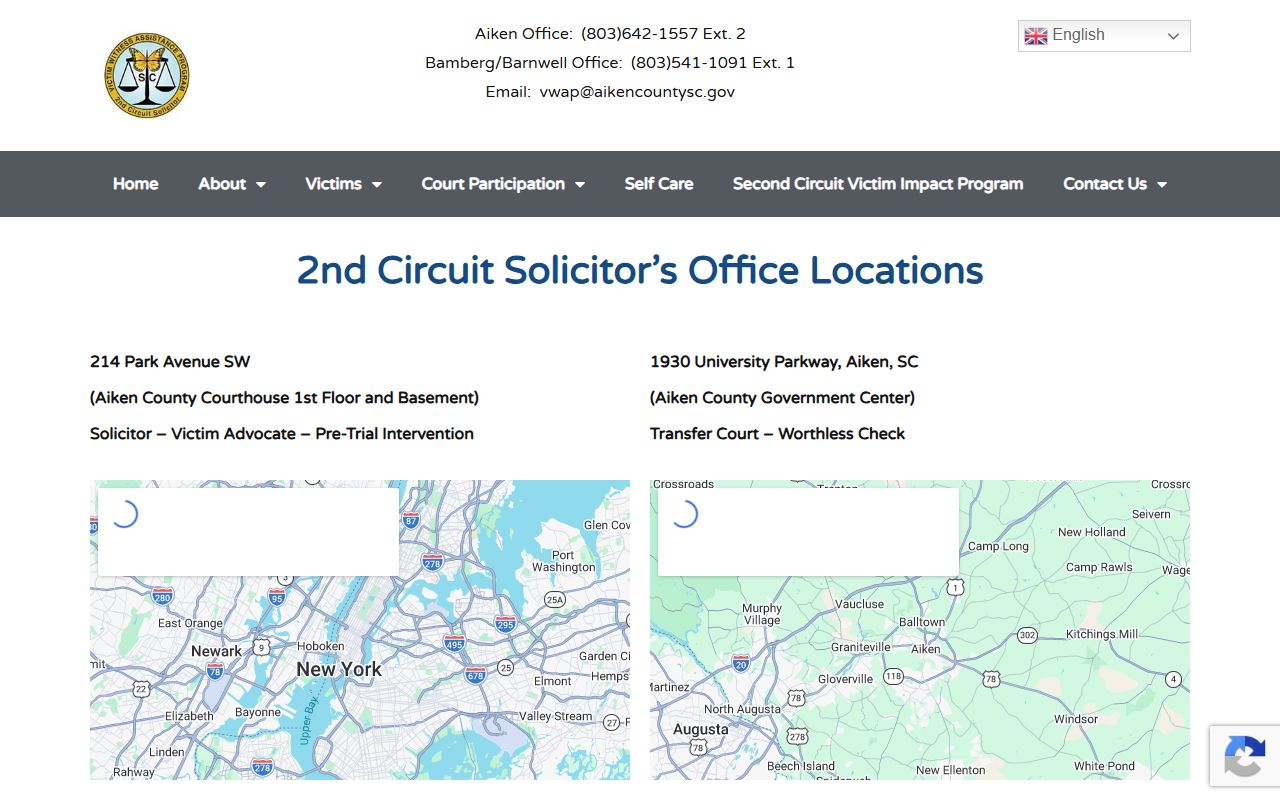 Bamberg County criminal court records Second Circuit solicitor office locations