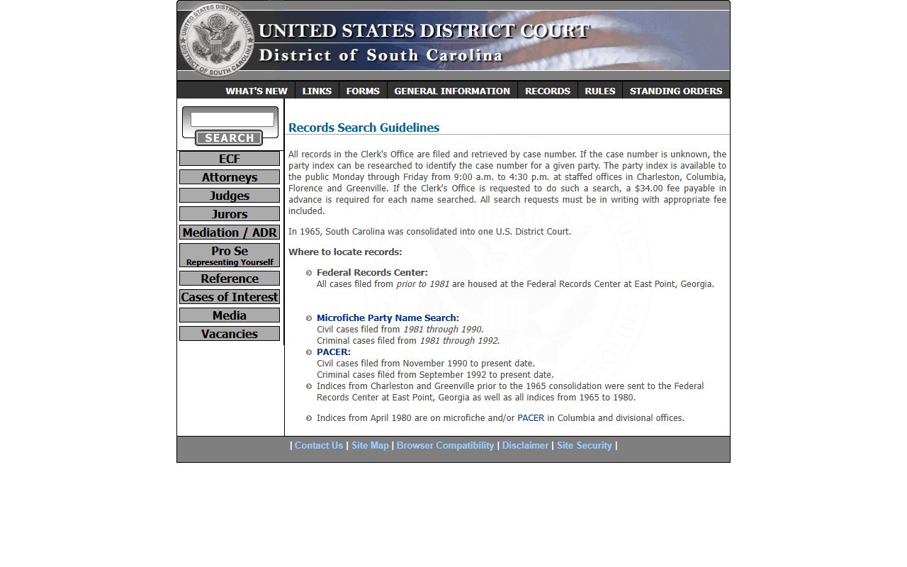 Bamberg County Circuit Court records compared with federal case information