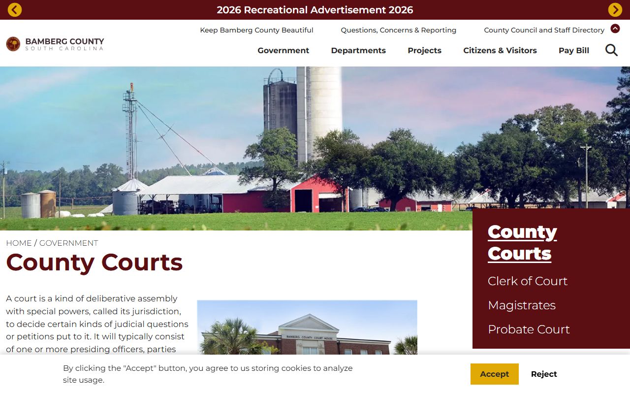 Bamberg County court records county courts landing page