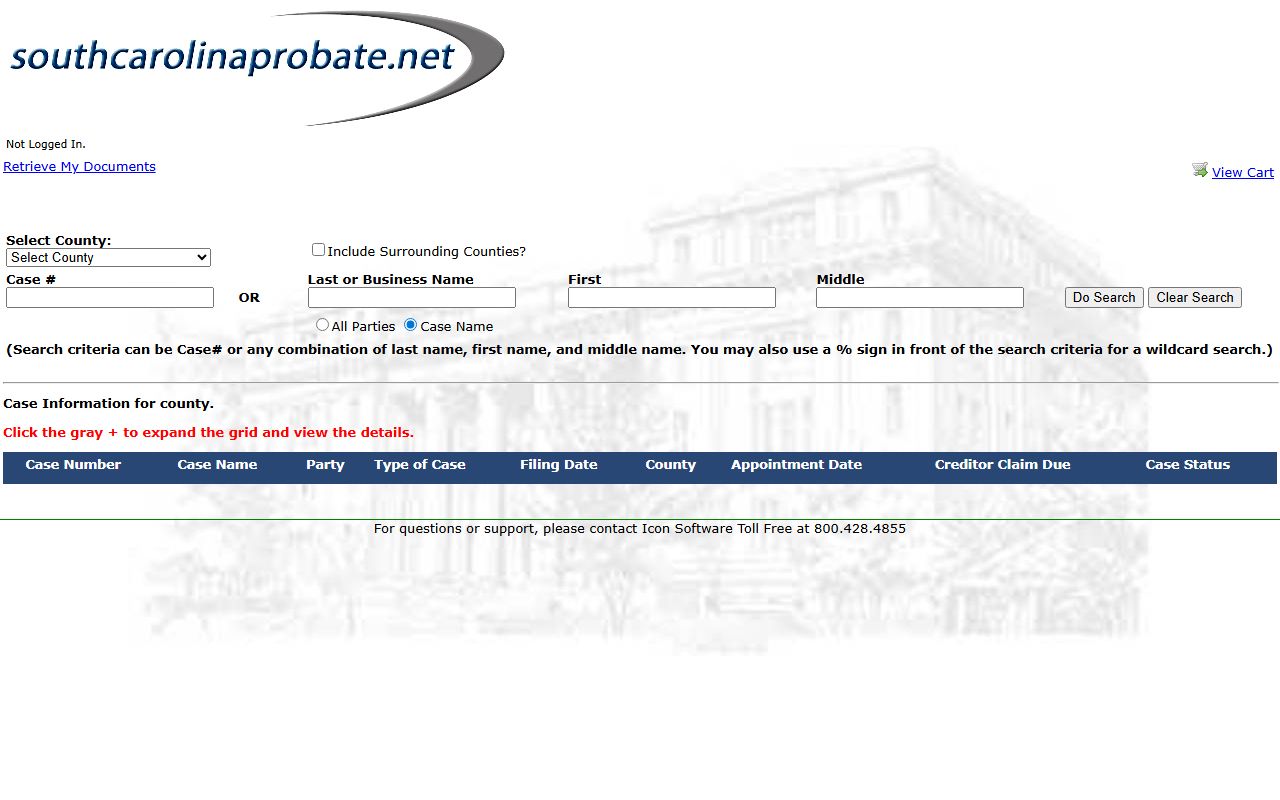 Bamberg County probate court records search